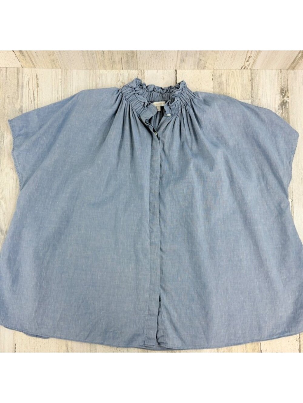 Ann Mashburn Atelier Kami Shirt Sz XL Blue Cotolino Chambray Button Down - Picture 11 of 14